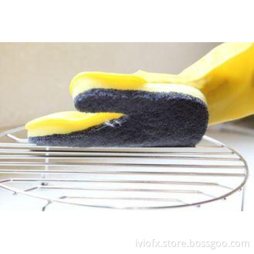 Black Natural Latex Gloves And Sponge Household Scouring Pa